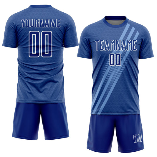Custom Royal White Diagonal Lines Sublimation Soccer Uniform Jersey - Sky-Custom
