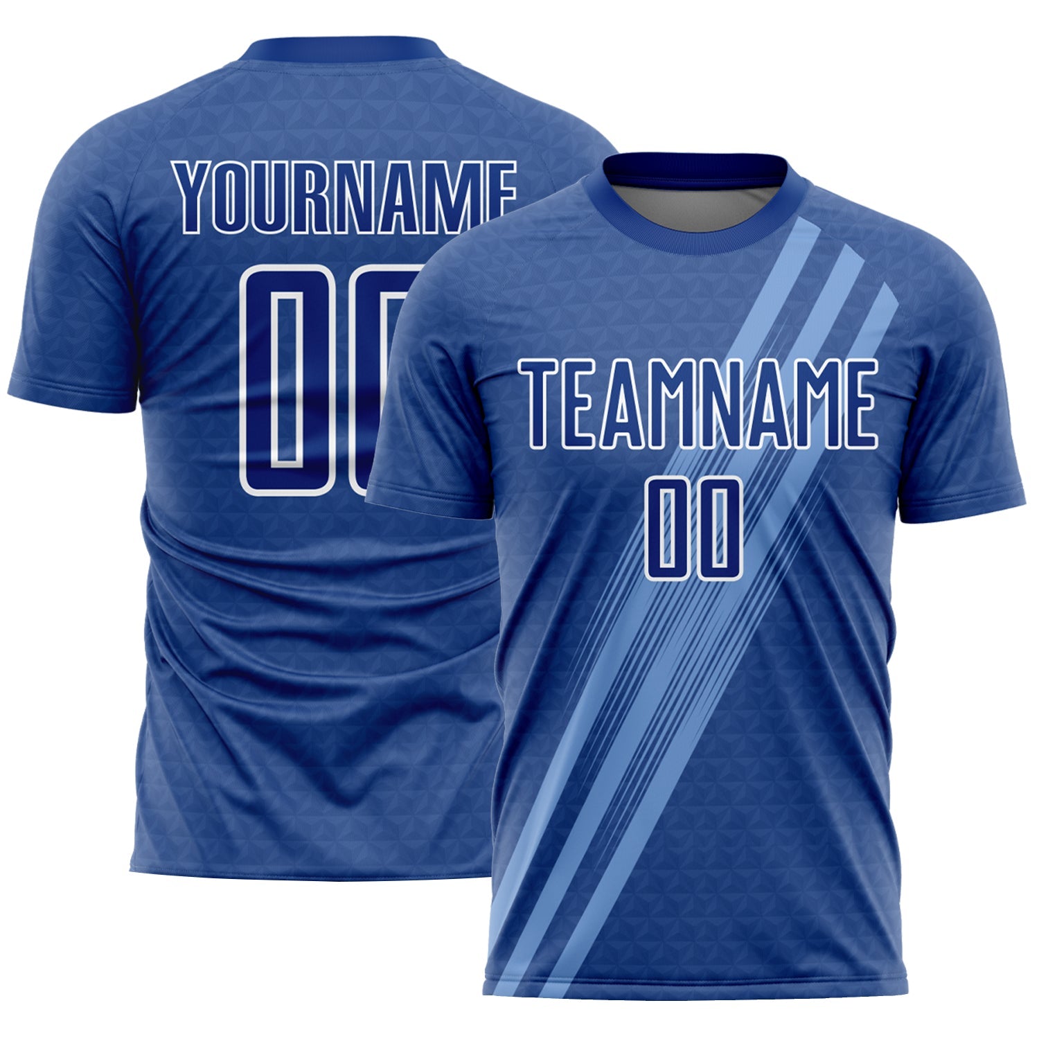 Custom Royal White Diagonal Lines Sublimation Soccer Uniform Jersey - Sky-Custom