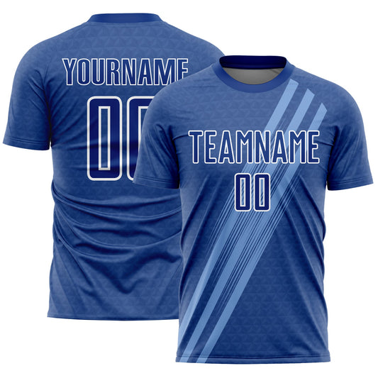 Custom Royal White Diagonal Lines Sublimation Soccer Uniform Jersey - Sky-Custom