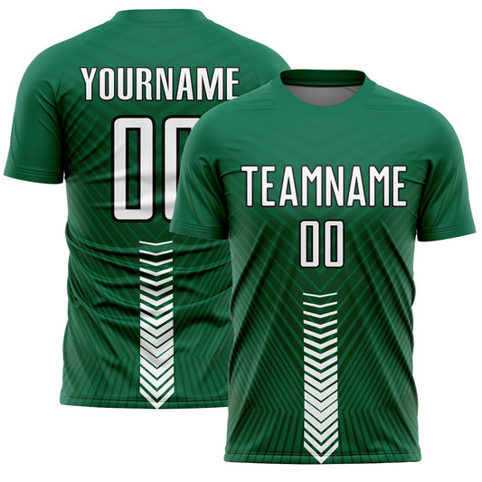 Custom Kelly Green White-Black Arrow Shapes Sublimation Soccer Uniform Jersey - Sky-Custom