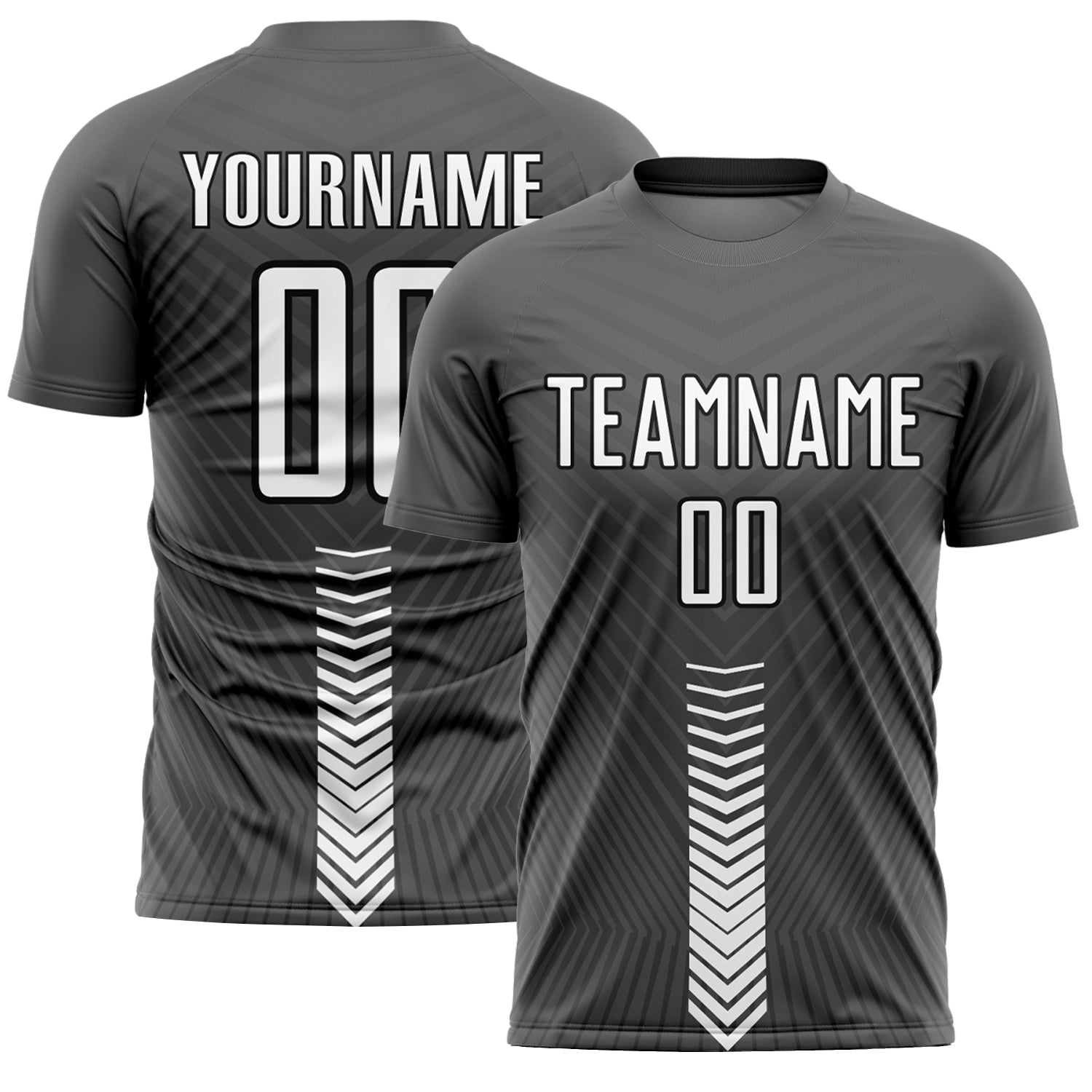 Custom Steel Gray White-Black Arrow Shapes Sublimation Soccer Uniform Jersey - Sky-Custom