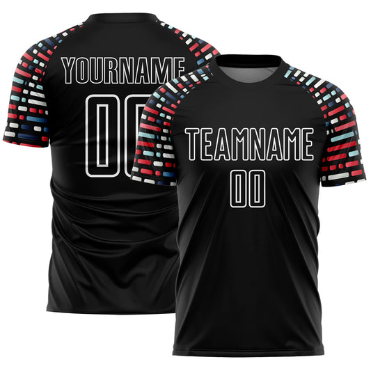 Custom Black White Geometric Shapes Sublimation Soccer Uniform Jersey - Sky-Custom
