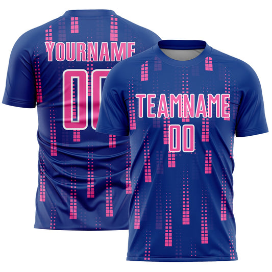 Custom Royal Pink-White Geometric Shapes Sublimation Soccer Uniform Jersey - Sky-Custom