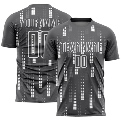 Custom Steel Gray White Geometric Shapes Sublimation Soccer Uniform Jersey - Sky-Custom