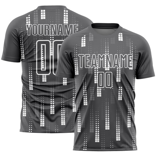 Custom Steel Gray White Geometric Shapes Sublimation Soccer Uniform Jersey - Sky-Custom