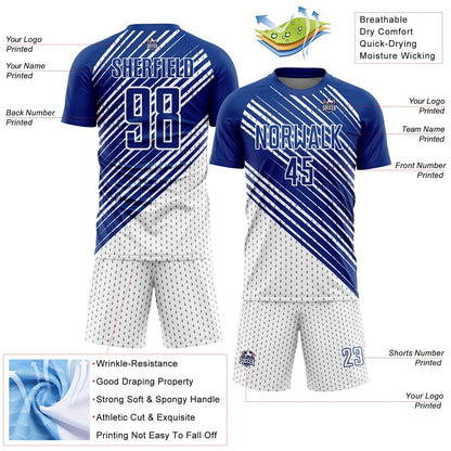 Custom Royal White Diagonal Lines Sublimation Soccer Uniform Jersey - Sky-Custom