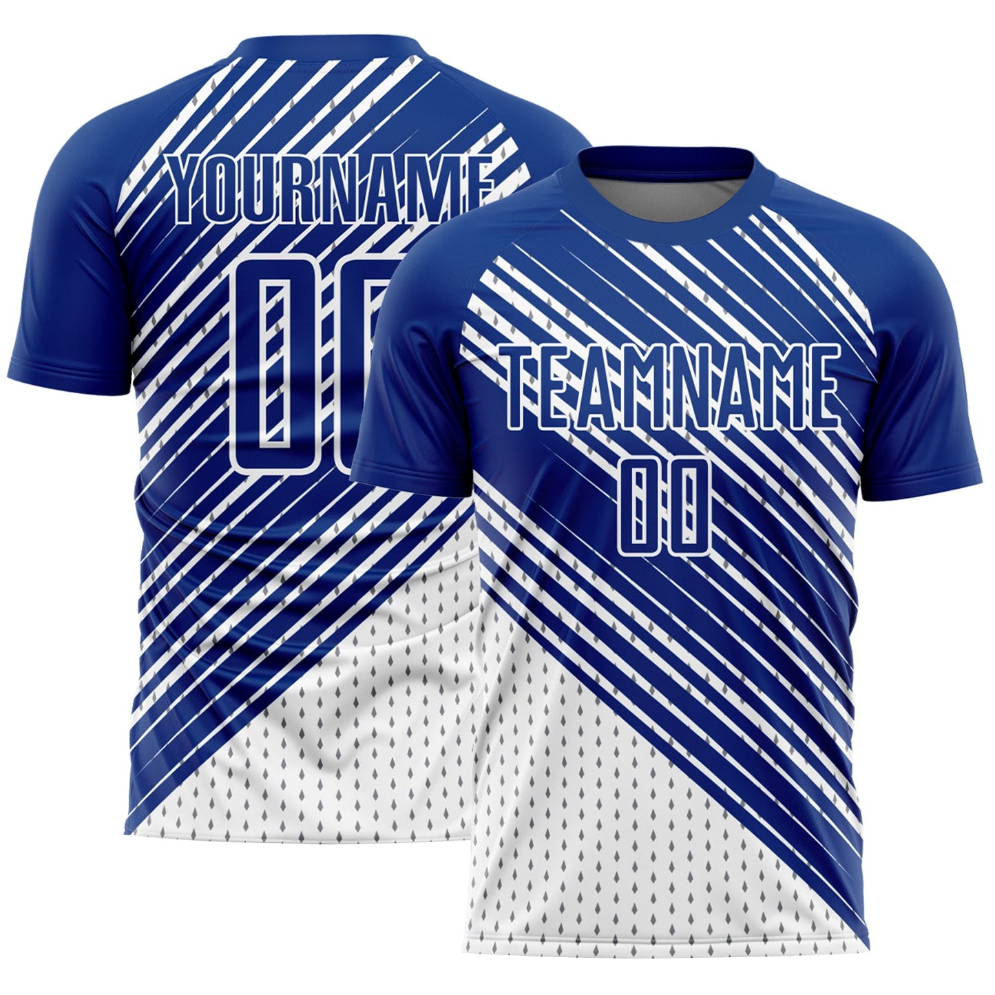 Custom Royal White Diagonal Lines Sublimation Soccer Uniform Jersey - Sky-Custom