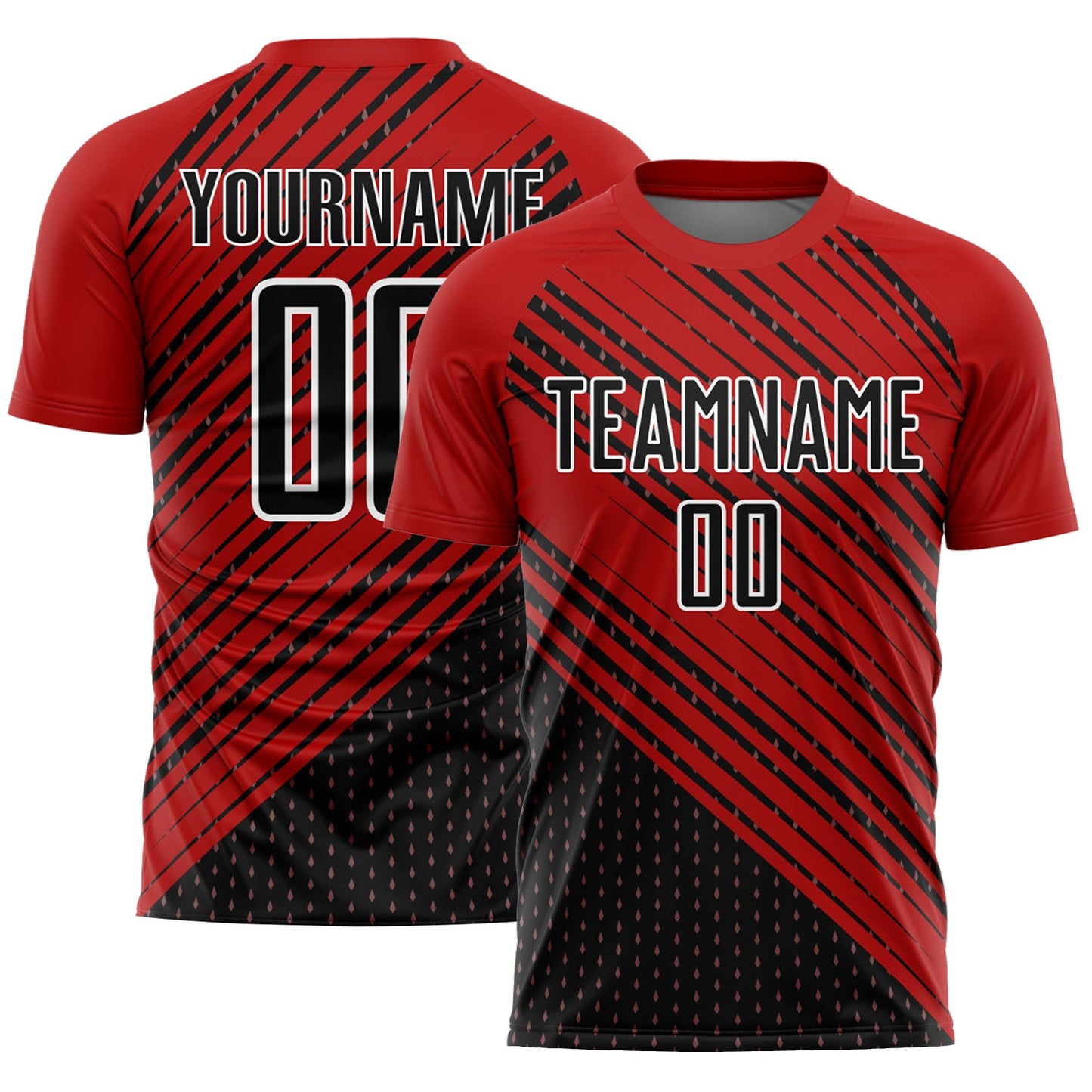 Custom Red Black-White Diagonal Lines Sublimation Soccer Uniform Jersey - Sky-Custom