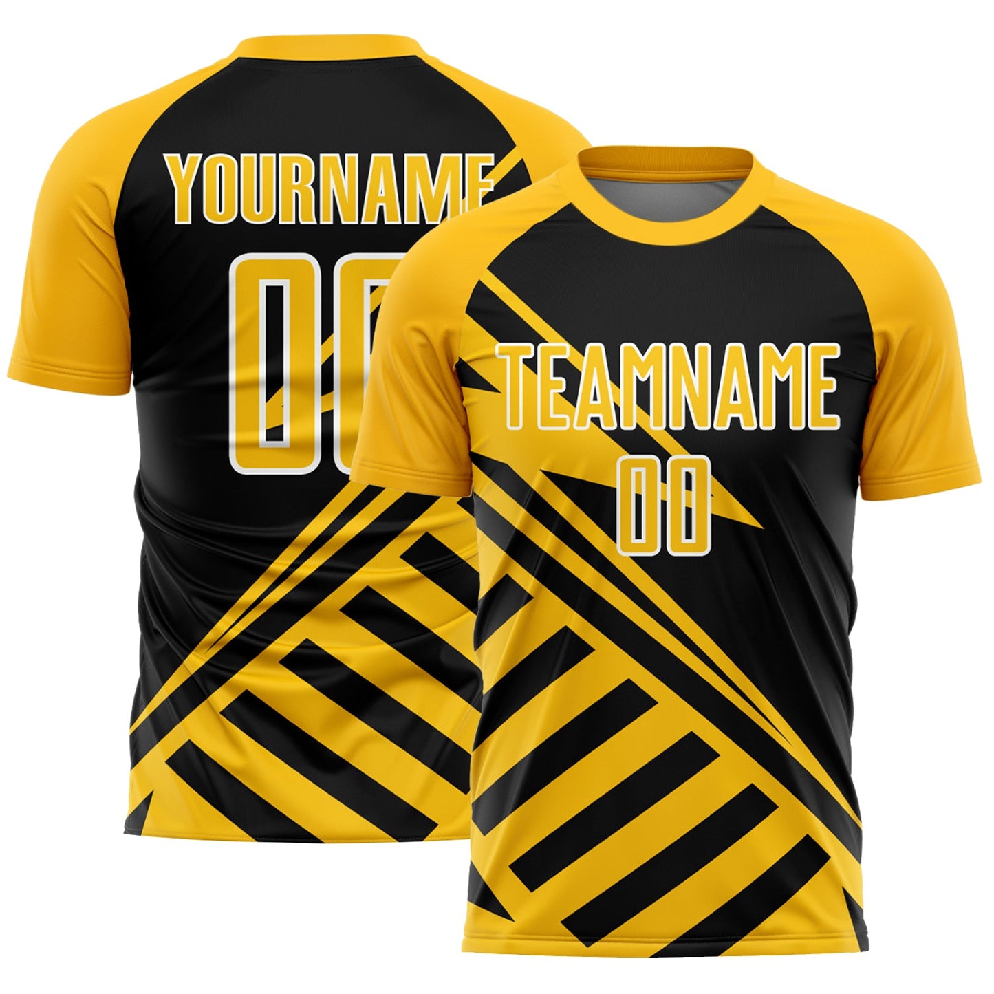Custom Black Gold-White Lines Sublimation Soccer Uniform Jersey - Sky-Custom