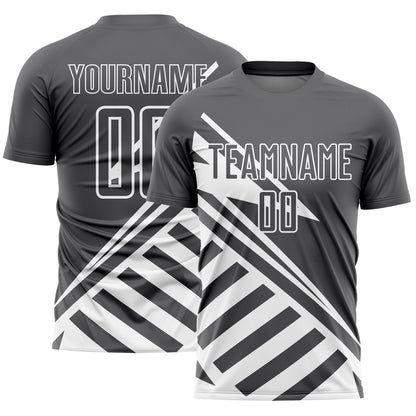 Custom Steel Gray White Lines Sublimation Soccer Uniform Jersey - Sky-Custom
