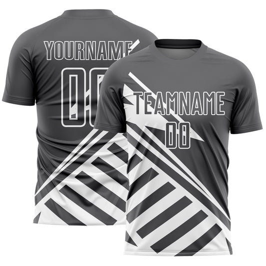 Custom Steel Gray White Lines Sublimation Soccer Uniform Jersey - Sky-Custom