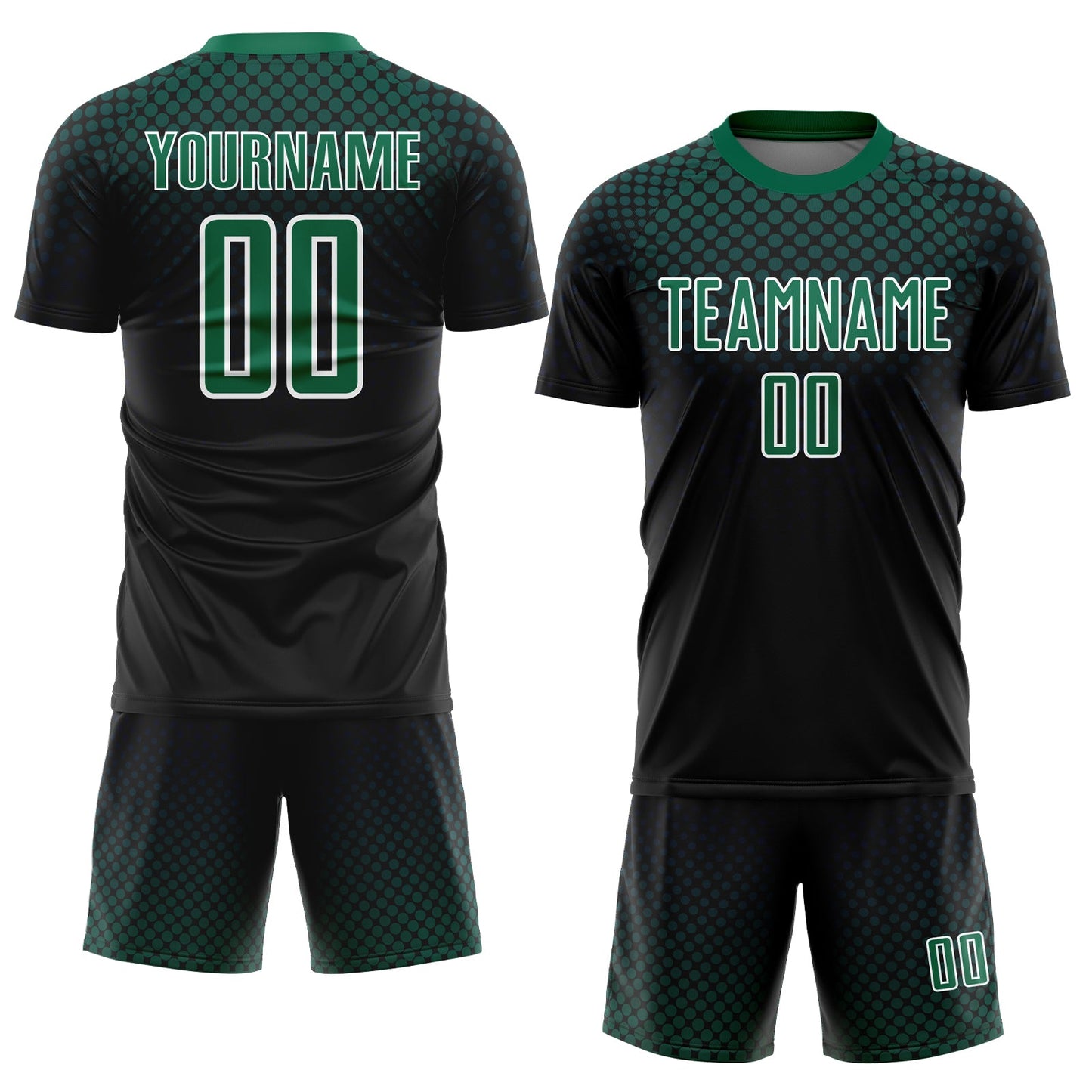 Custom Black Kelly Green-White Halftone Dots Sublimation Soccer Uniform Jersey - Sky-Custom