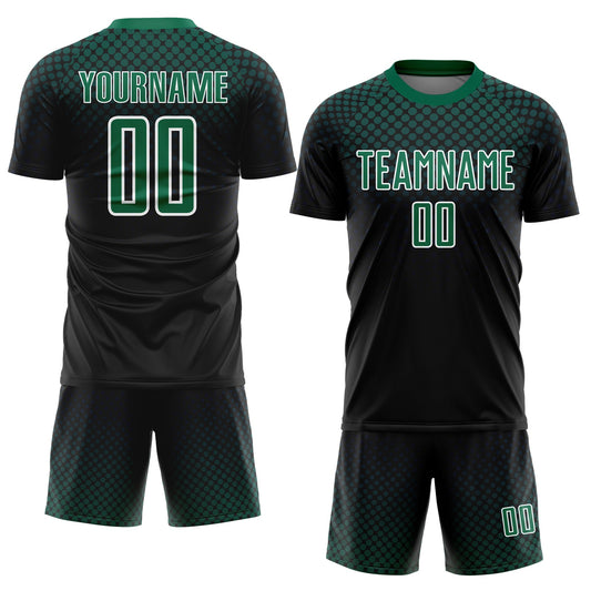Custom Black Kelly Green-White Halftone Dots Sublimation Soccer Uniform Jersey - Sky-Custom