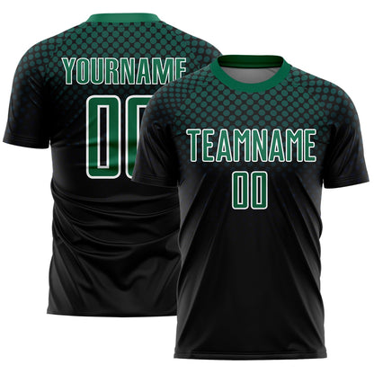 Custom Black Kelly Green-White Halftone Dots Sublimation Soccer Uniform Jersey - Sky-Custom