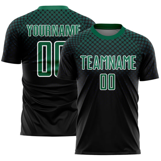 Custom Black Kelly Green-White Halftone Dots Sublimation Soccer Uniform Jersey - Sky-Custom