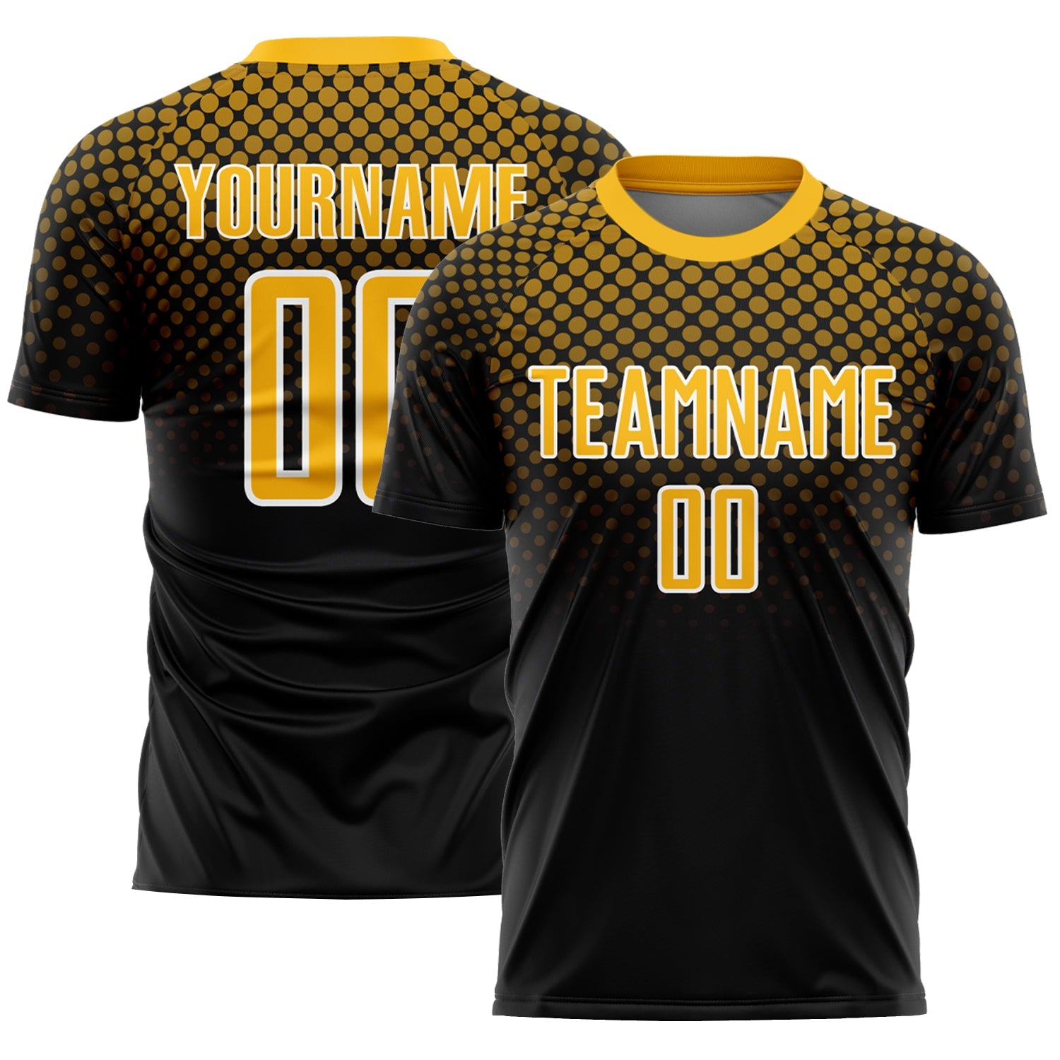 Custom Black Gold-White Halftone Dots Sublimation Soccer Uniform Jersey - Sky-Custom
