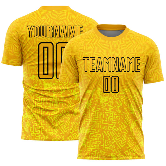 Custom Gold Black Geometric Shapes Sublimation Soccer Uniform Jersey - Sky-Custom