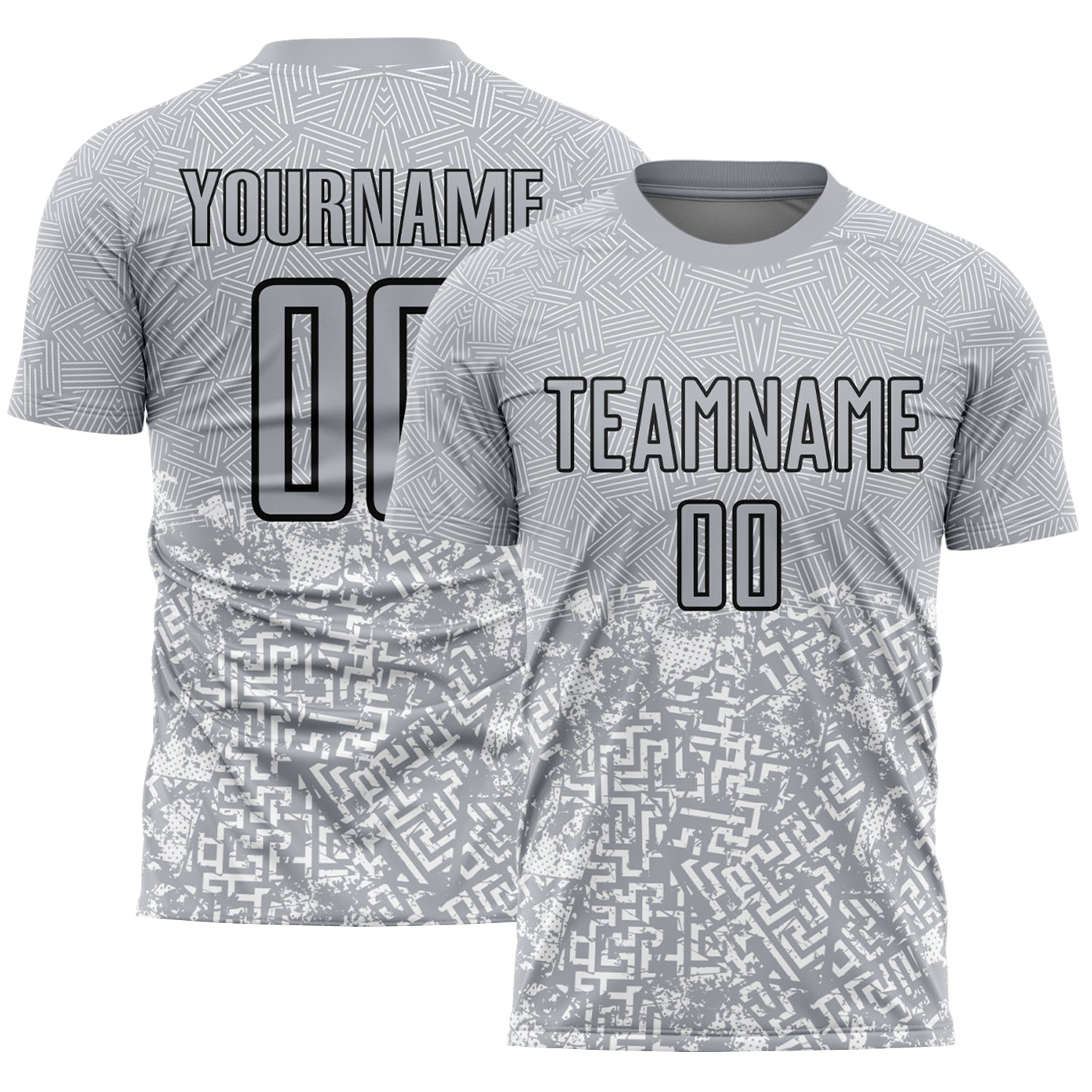 Custom Gray Black Geometric Shapes Sublimation Soccer Uniform Jersey - Sky-Custom