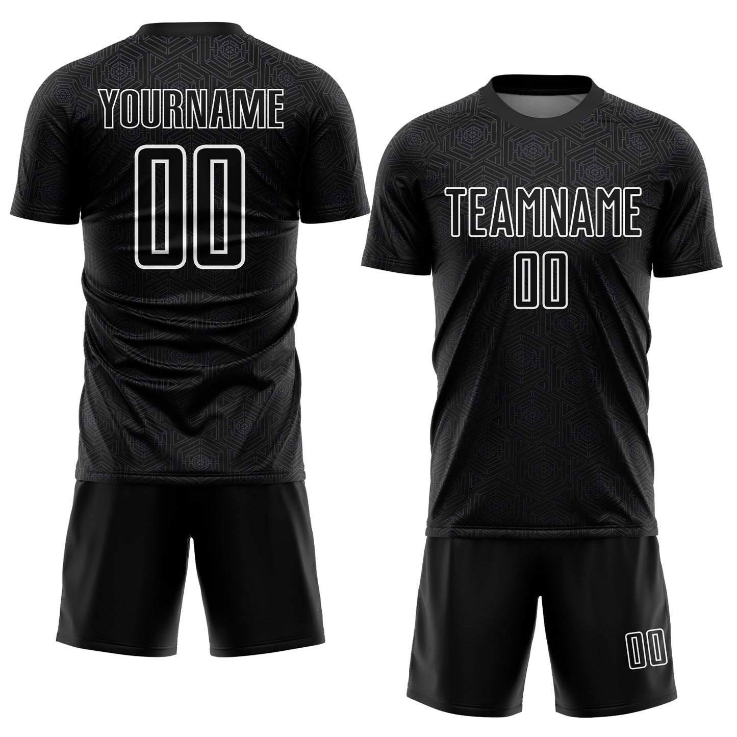 Custom Black White Geometric Shapes Sublimation Soccer Uniform Jersey - Sky-Custom