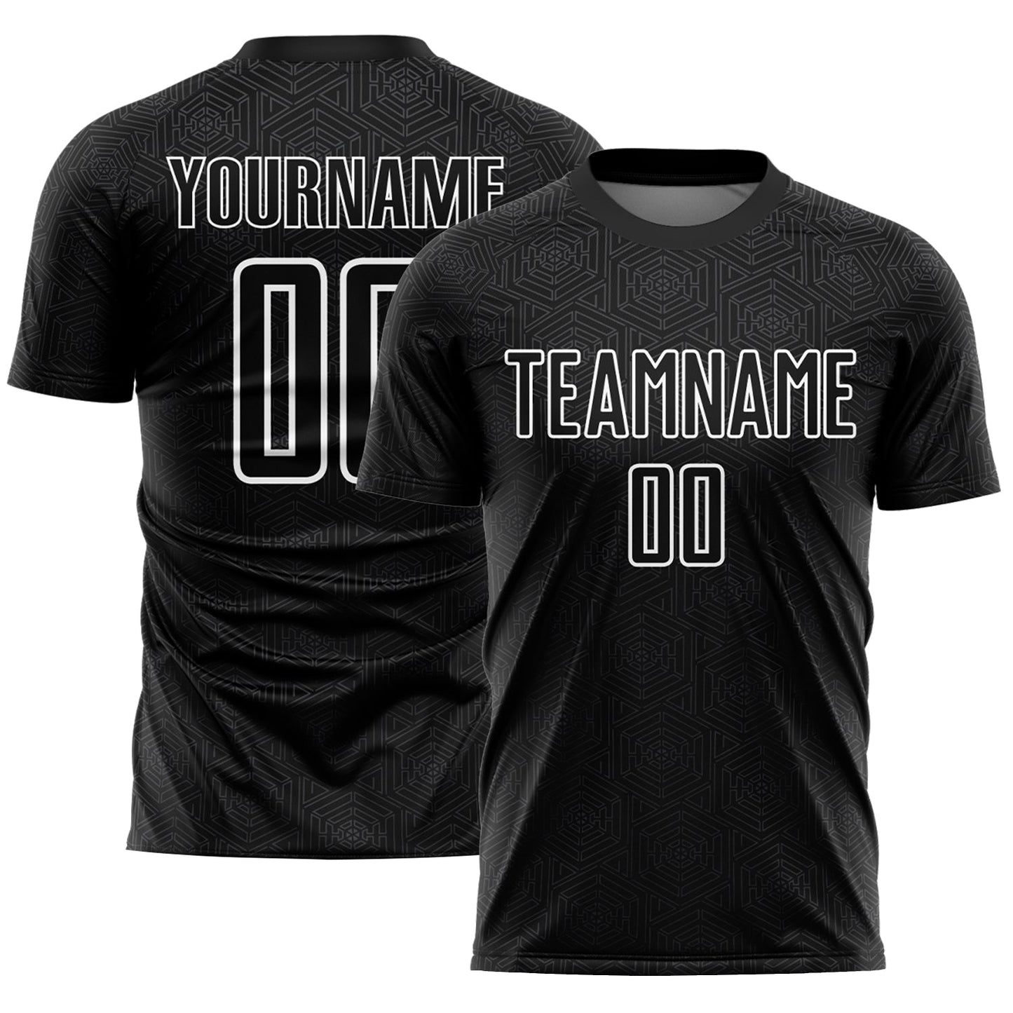 Custom Black White Geometric Shapes Sublimation Soccer Uniform Jersey - Sky-Custom