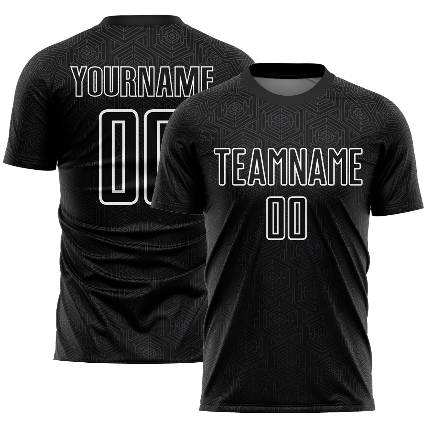 Custom Black White Geometric Shapes Sublimation Soccer Uniform Jersey - Sky-Custom