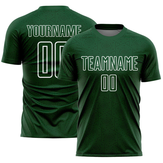 Custom Green White Geometric Shapes Sublimation Soccer Uniform Jersey - Sky-Custom
