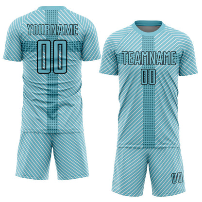 Custom Panther Blue Black Geometric Shapes Sublimation Soccer Uniform Jersey - Sky-Custom