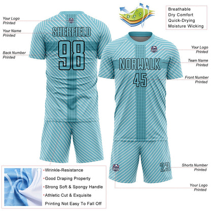 Custom Panther Blue Black Geometric Shapes Sublimation Soccer Uniform Jersey - Sky-Custom