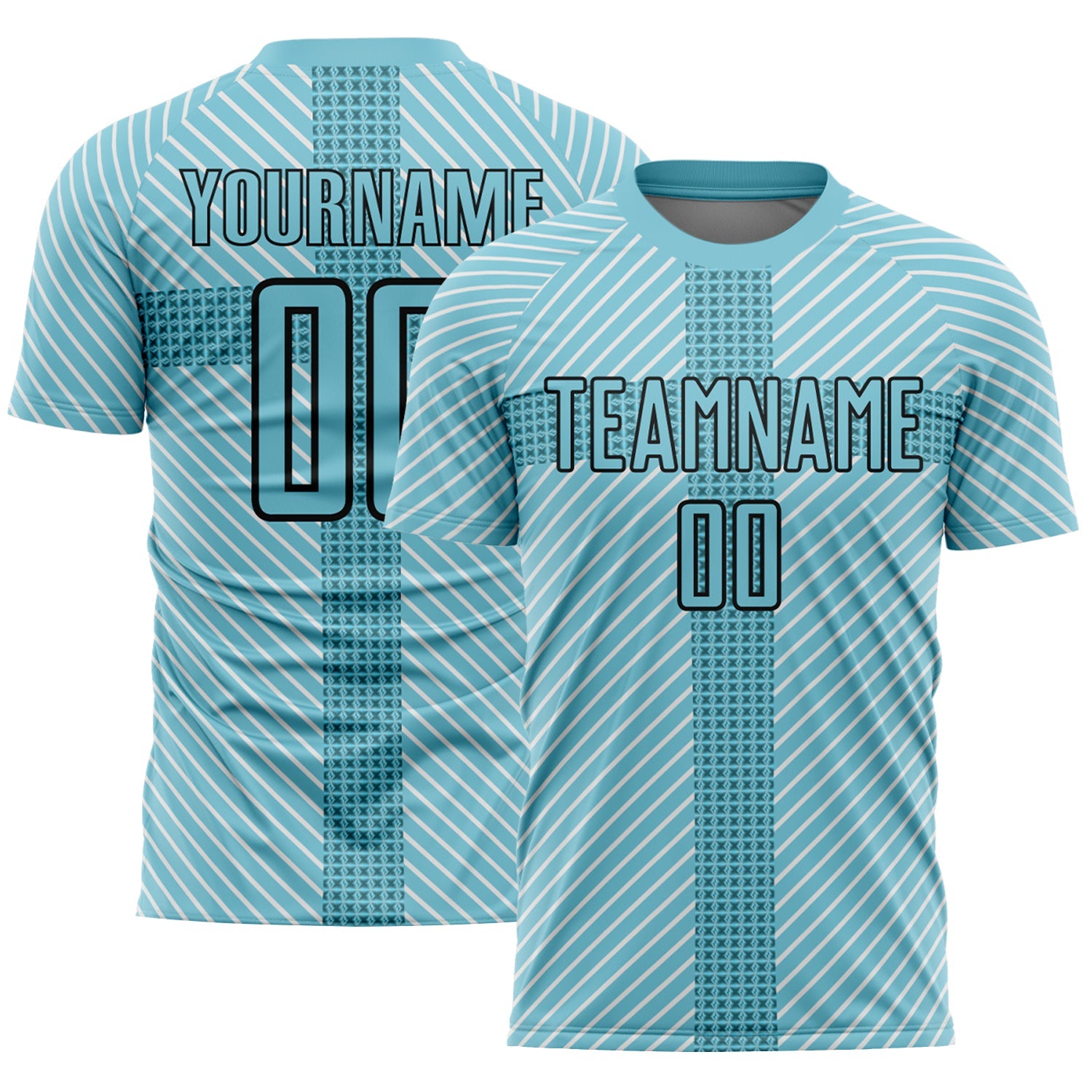 Custom Panther Blue Black Geometric Shapes Sublimation Soccer Uniform Jersey - Sky-Custom