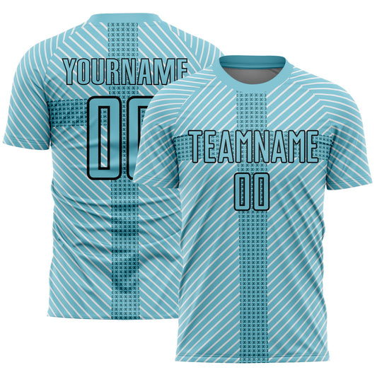 Custom Panther Blue Black Geometric Shapes Sublimation Soccer Uniform Jersey - Sky-Custom