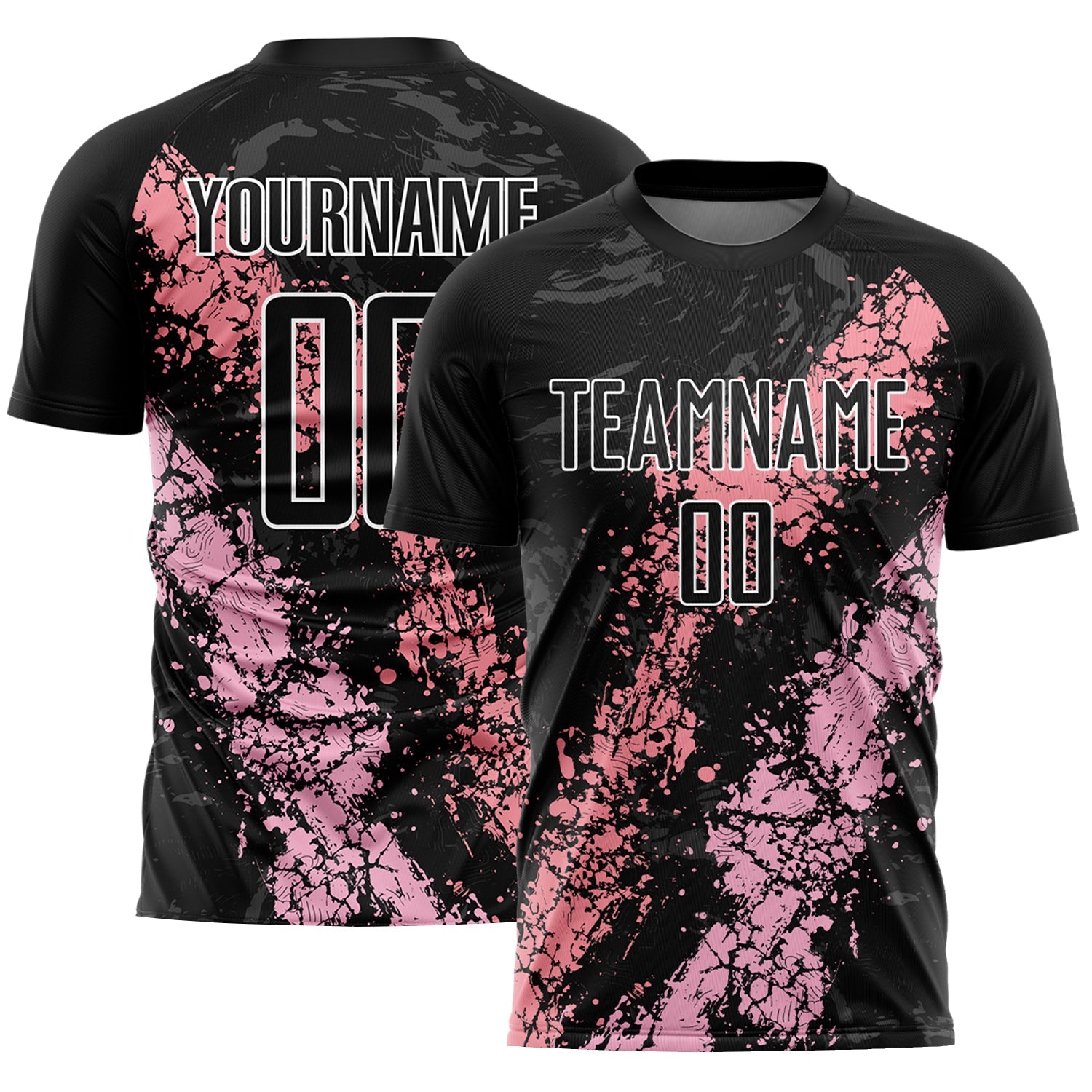 Custom Black Light Pink-Medium Pink Dripping Splatter Art Sublimation Soccer Uniform Jersey - Sky-Custom