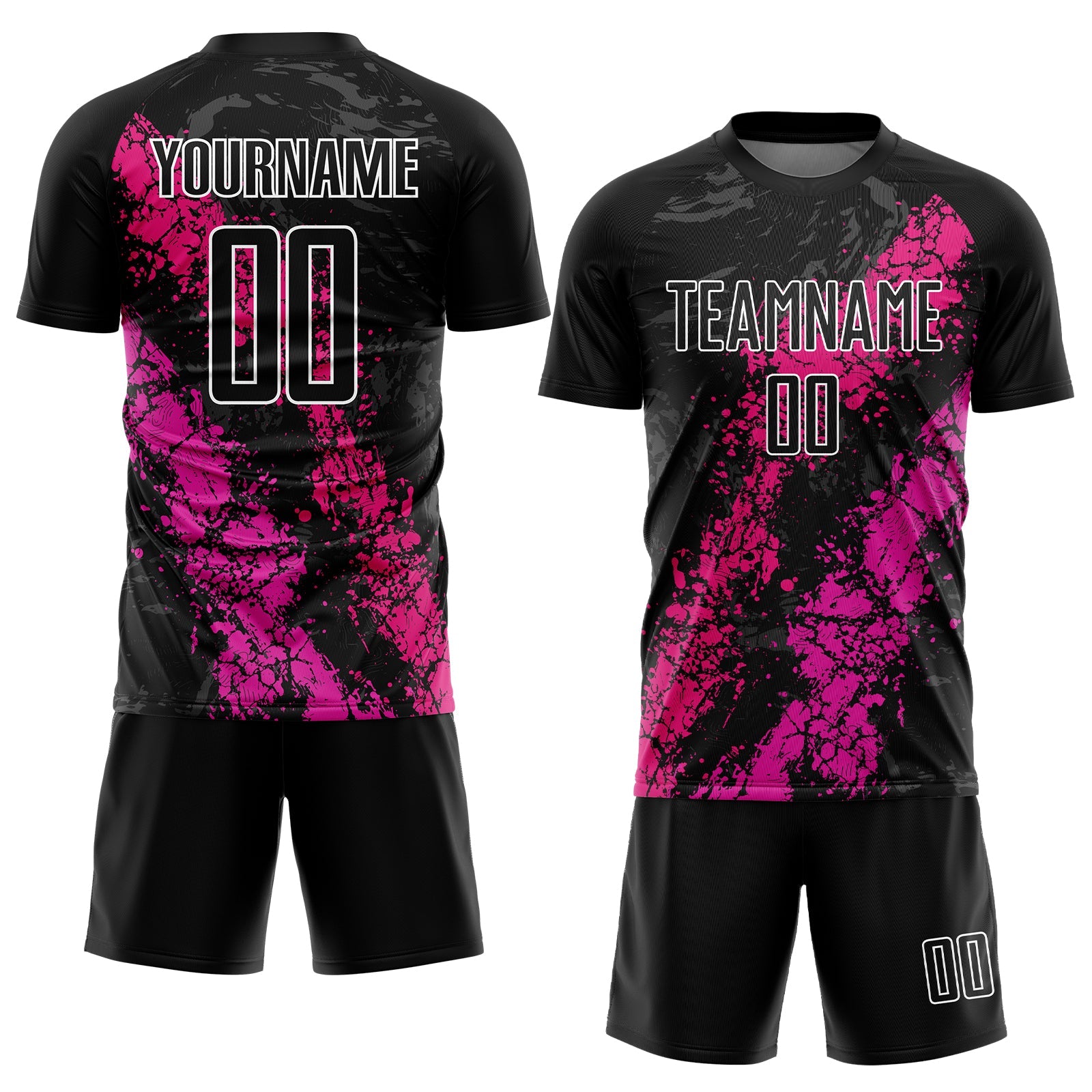 Custom Black Hot Pink-Deep Pink Dripping Splatter Art Sublimation Soccer Uniform Jersey - Sky-Custom