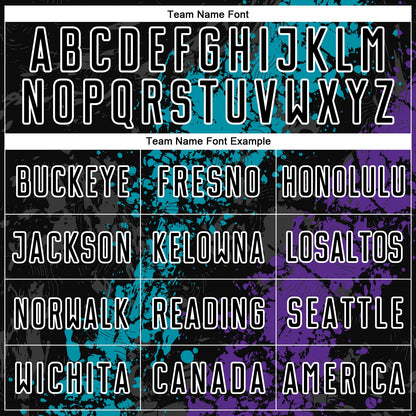 Custom Black Teal-Purple Dripping Splatter Art Sublimation Soccer Uniform Jersey - Sky-Custom