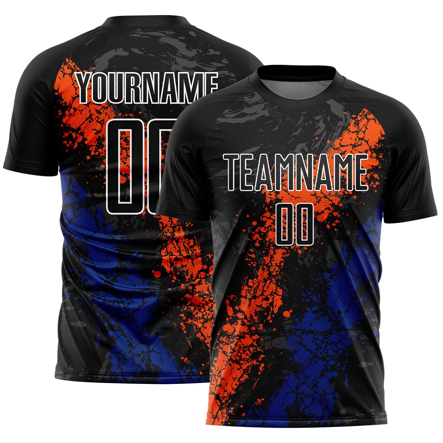 Custom Black Orange-Royal Dripping Splatter Art Sublimation Soccer Uniform Jersey - Sky-Custom