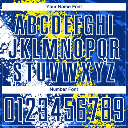 Custom Royal Light Yellow-White Dripping Splatter Art Sublimation Soccer Uniform Jersey - Sky-Custom