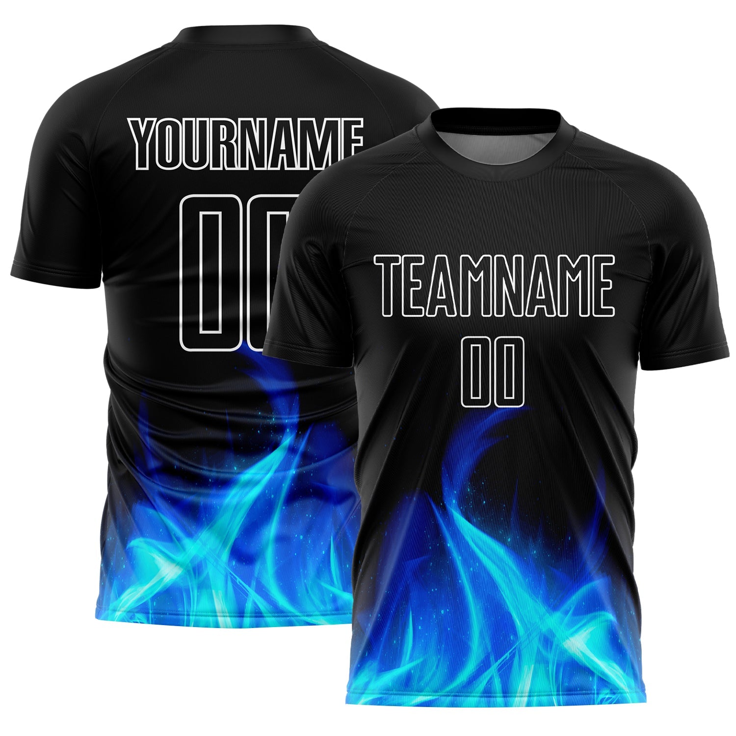 Custom Black White Flame Sublimation Soccer Uniform Jersey - Sky-Custom