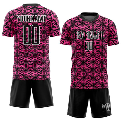 Custom Pink Black-White Geometric Shapes Sublimation Soccer Uniform Jersey - Sky-Custom