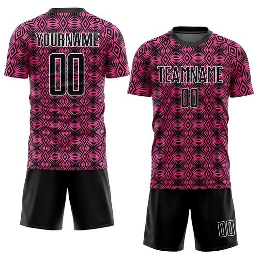 Custom Pink Black-White Geometric Shapes Sublimation Soccer Uniform Jersey - Sky-Custom
