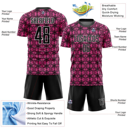 Custom Pink Black-White Geometric Shapes Sublimation Soccer Uniform Jersey - Sky-Custom