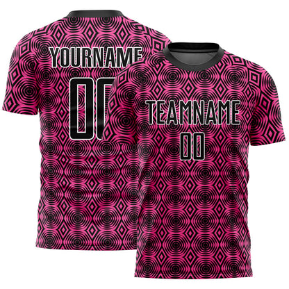 Custom Pink Black-White Geometric Shapes Sublimation Soccer Uniform Jersey - Sky-Custom