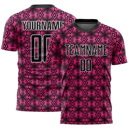 Custom Pink Black-White Geometric Shapes Sublimation Soccer Uniform Jersey - Sky-Custom