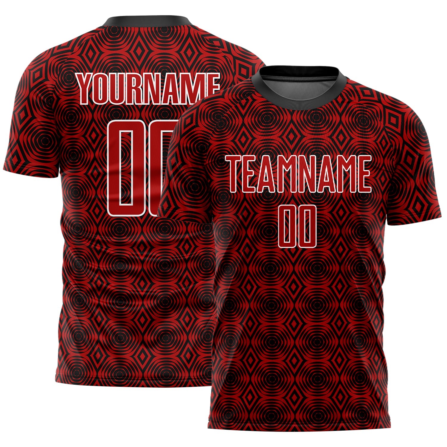 Custom Red Black-White Geometric Shapes Sublimation Soccer Uniform Jersey - Sky-Custom