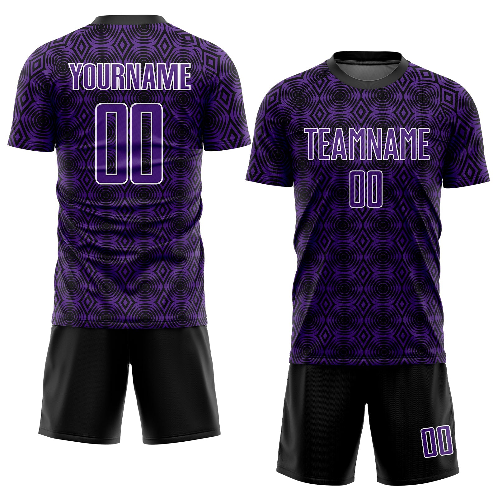 Custom Purple Black-White Geometric Shapes Sublimation Soccer Uniform Jersey - Sky-Custom