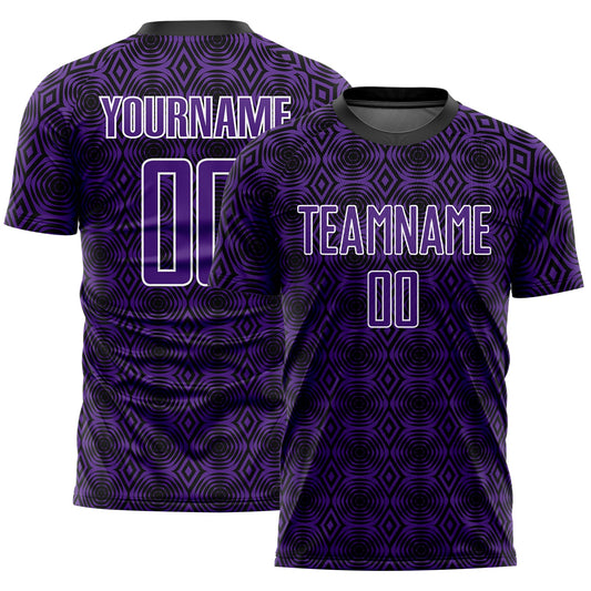 Custom Purple Black-White Geometric Shapes Sublimation Soccer Uniform Jersey - Sky-Custom