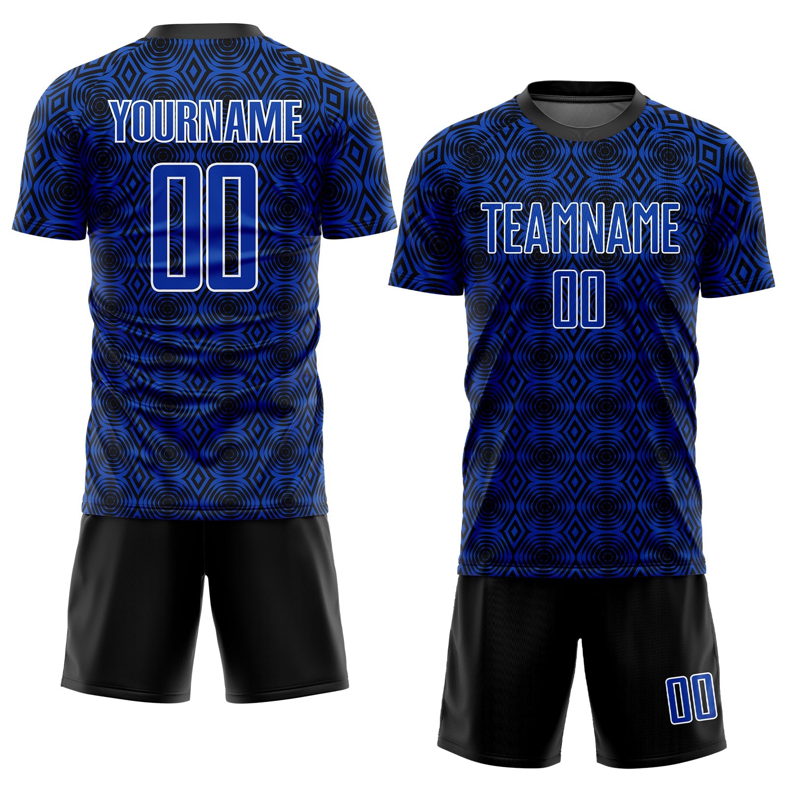 Custom Thunder Blue Black-White Geometric Shapes Sublimation Soccer Uniform Jersey - Sky-Custom