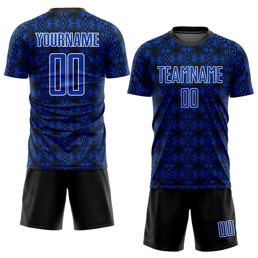 Custom Thunder Blue Black-White Geometric Shapes Sublimation Soccer Uniform Jersey - Sky-Custom
