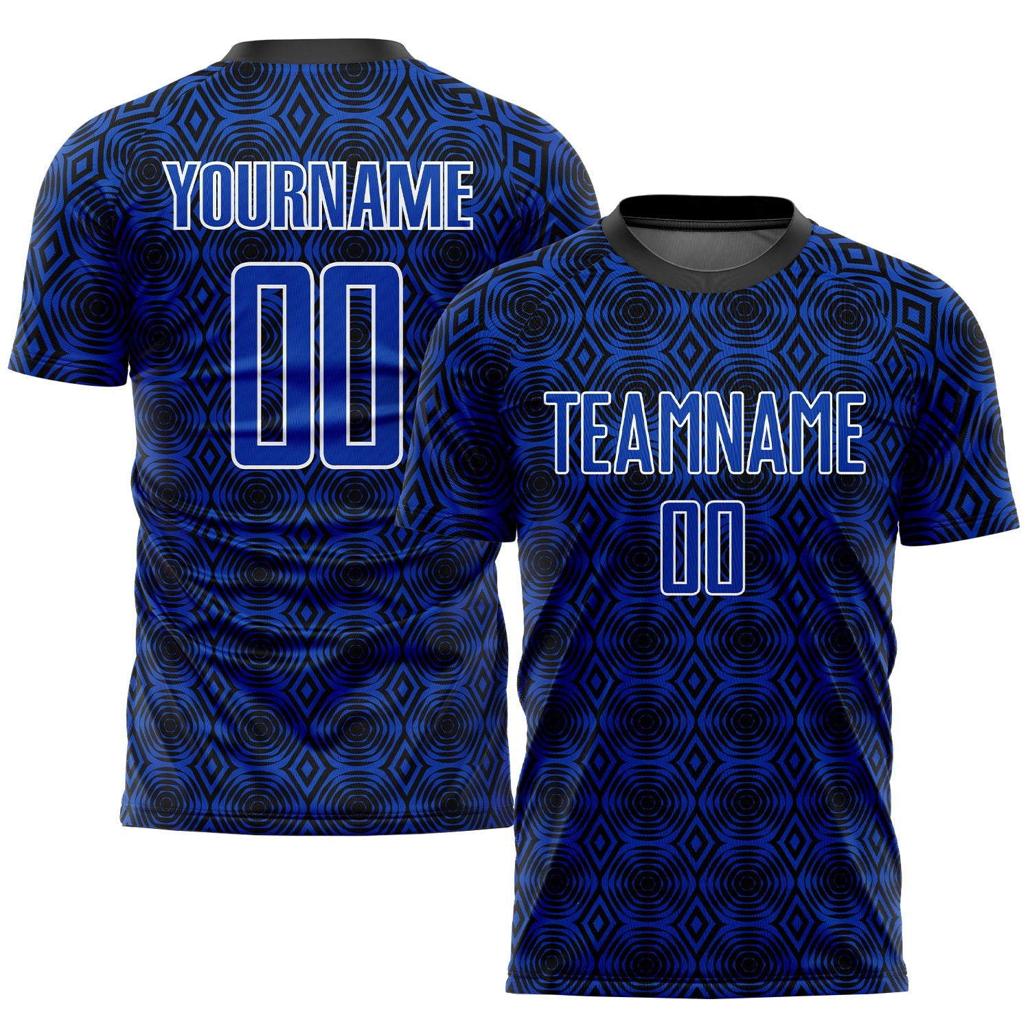 Custom Thunder Blue Black-White Geometric Shapes Sublimation Soccer Uniform Jersey - Sky-Custom