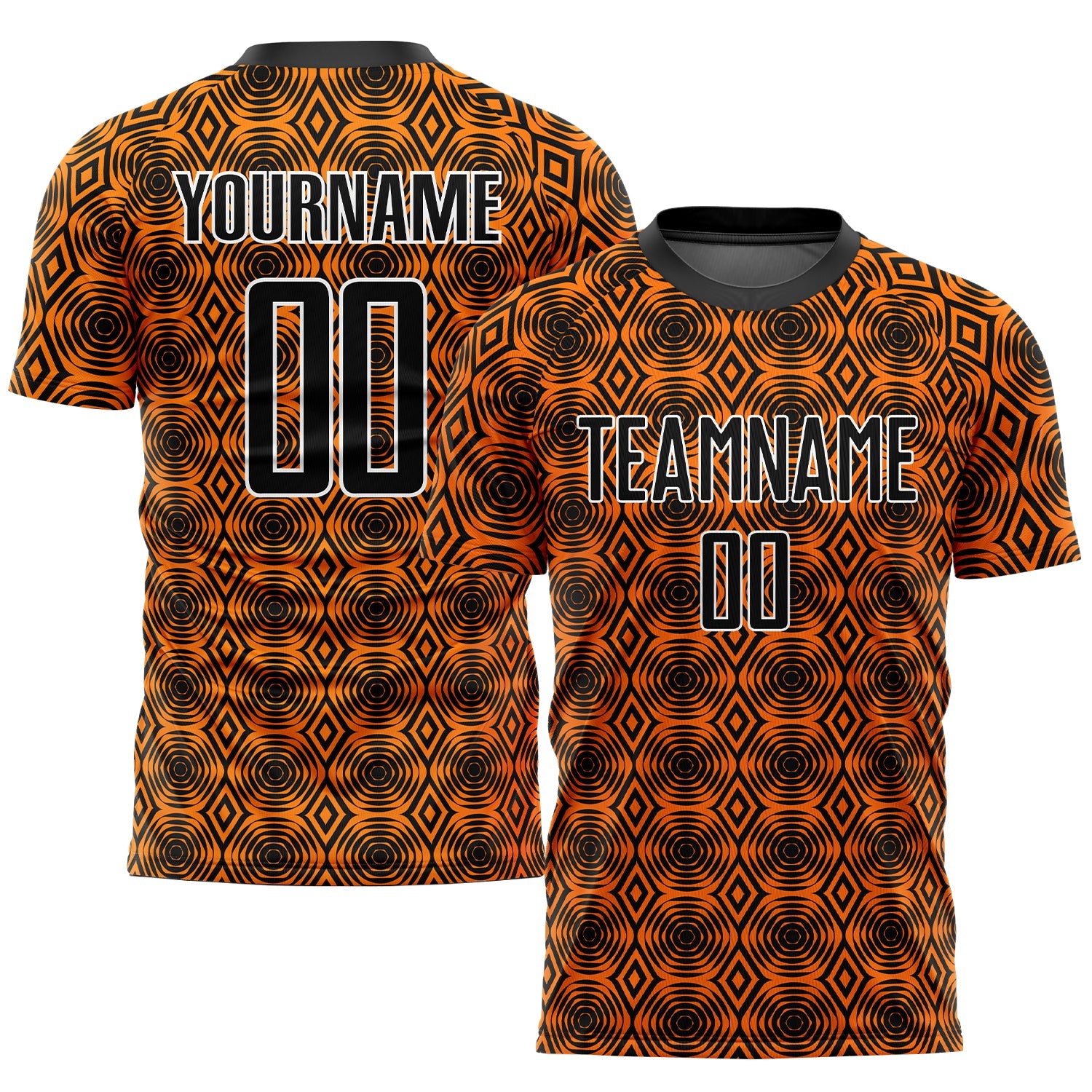 Custom Orange Black-White Geometric Shapes Sublimation Soccer Uniform Jersey - Sky-Custom