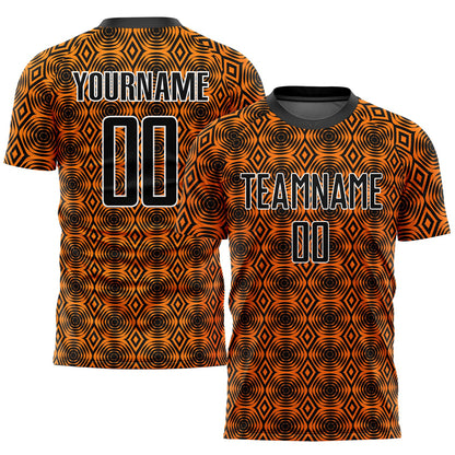 Custom Orange Black-White Geometric Shapes Sublimation Soccer Uniform Jersey - Sky-Custom