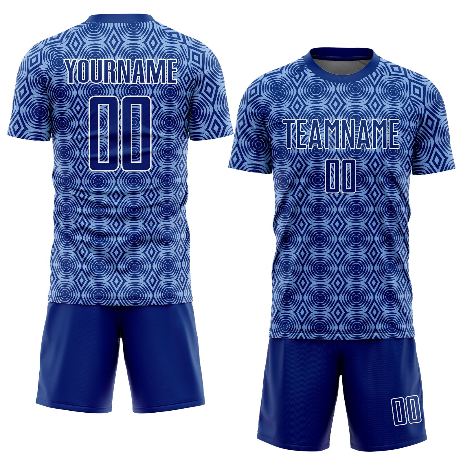 Custom Royal Light Blue-White Geometric Shapes Sublimation Soccer Uniform Jersey - Sky-Custom